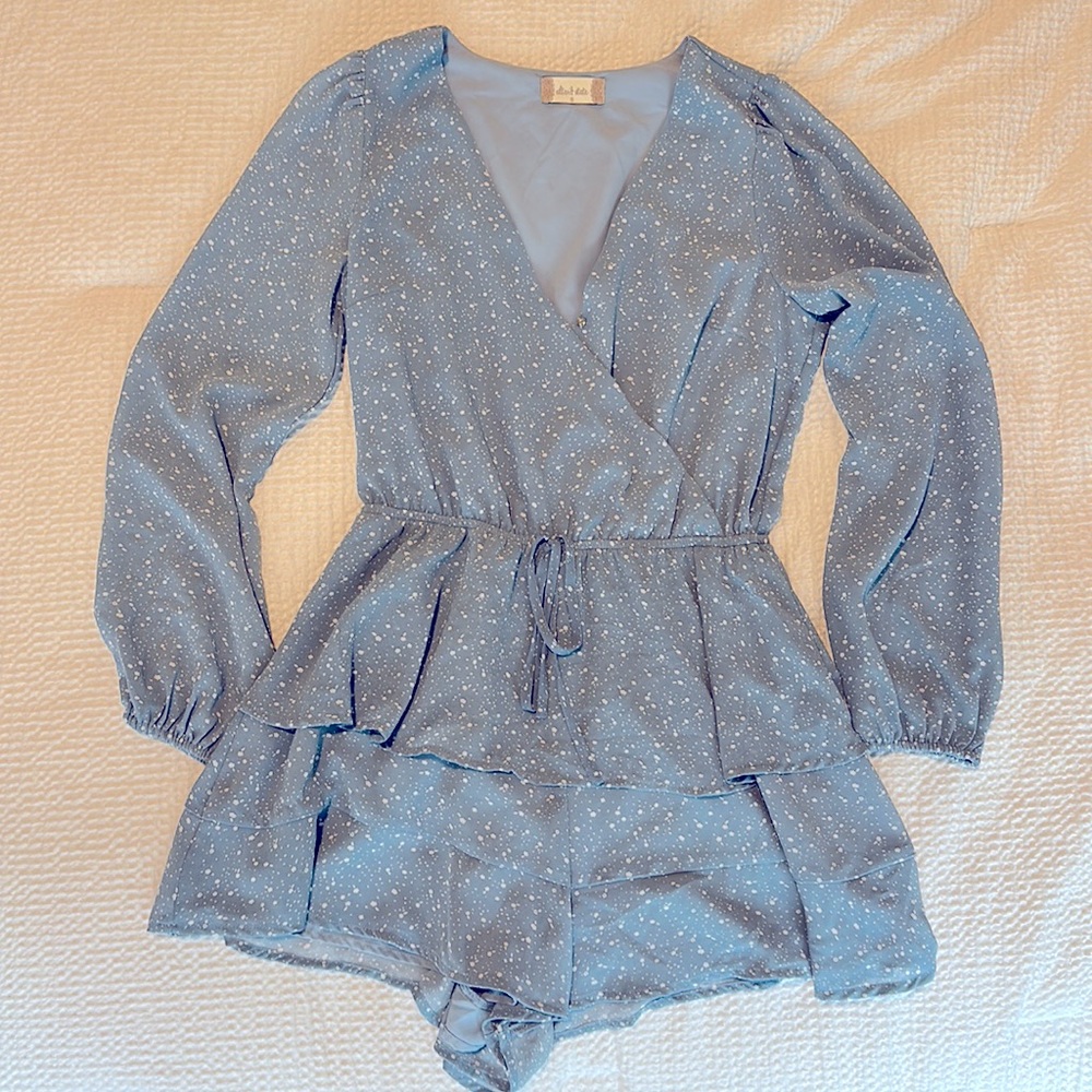 Altar’d State Blue Long-Sleeved Romper